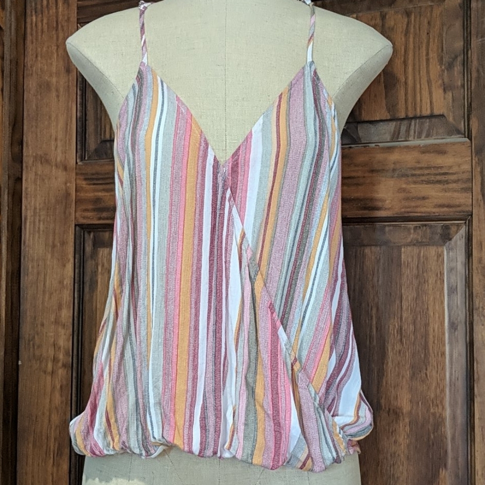 Boutique stripe tank with lace back. Size large